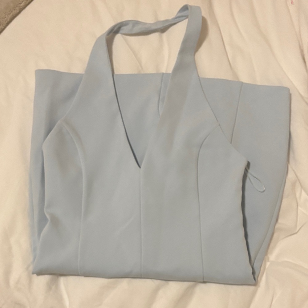 Zara Sky Blue V-Neck Dress